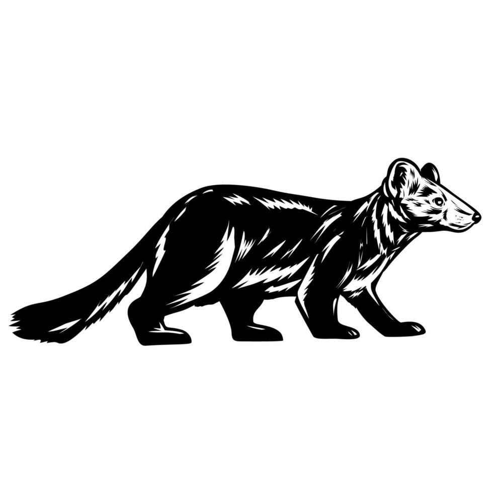 Sable or Martes Zibellina Side View Woodcut Retro Style vector