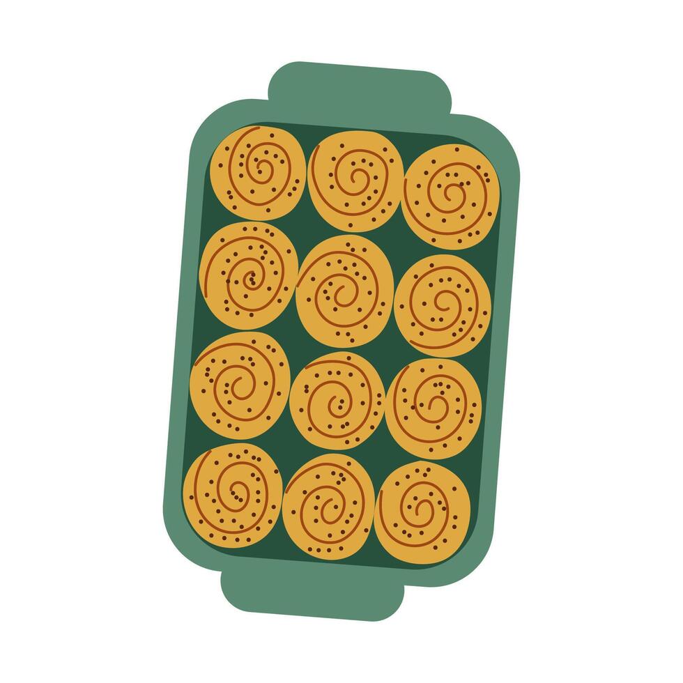 Baking Tray with Buns, Isolated Illustration vector