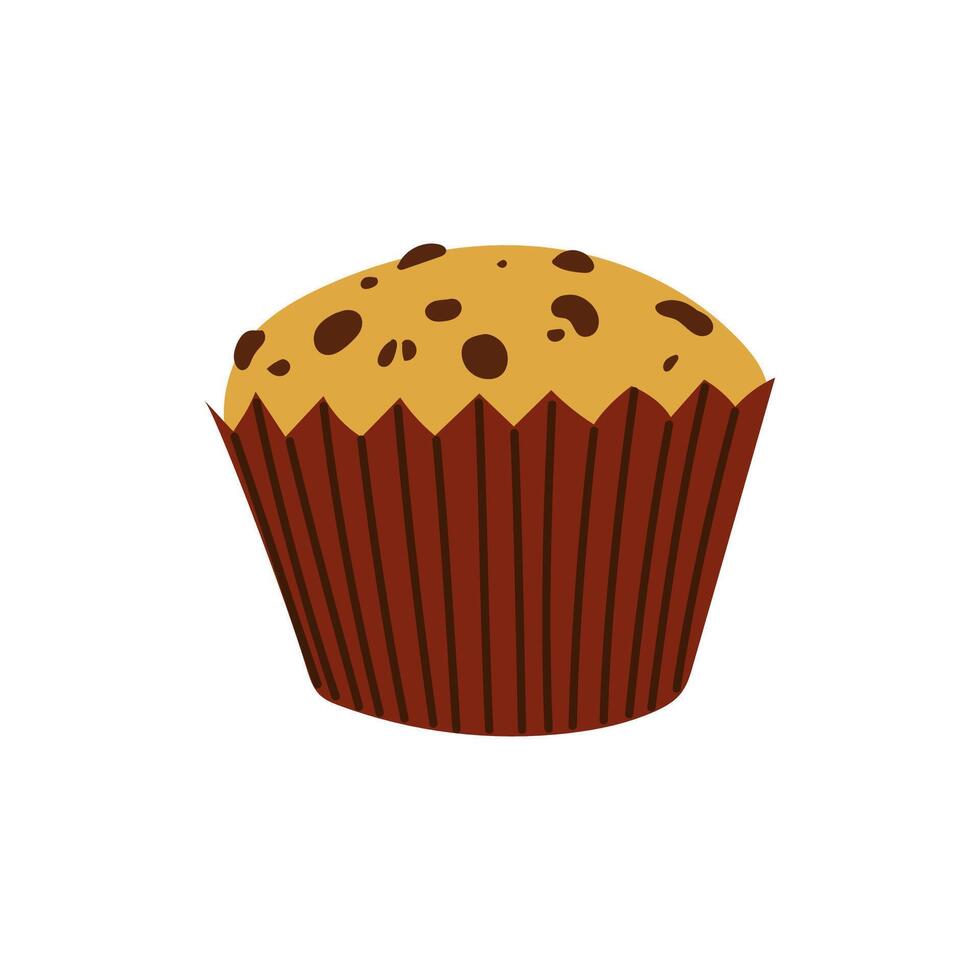 Chocolate Chip Muffin Isolated Flat Illustration vector