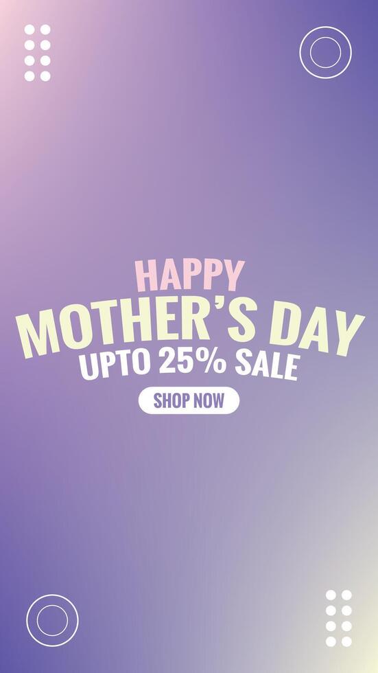 Mother's Day sale banner with up to 25 Percent discount, pastel purple Gradient Mesh Background and modern minimal design Social Media Post vector