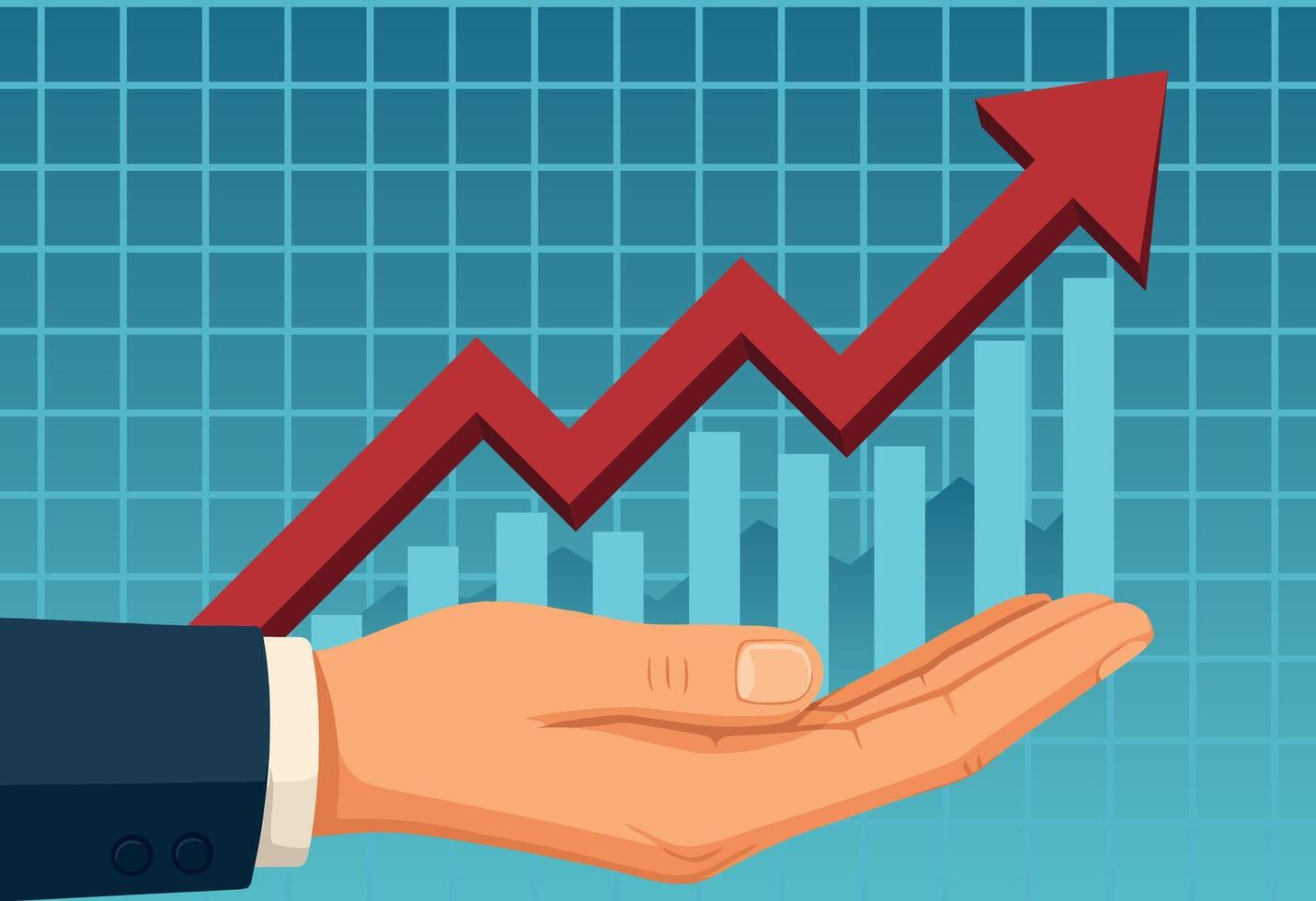 Hand Holding Stock Graph vector