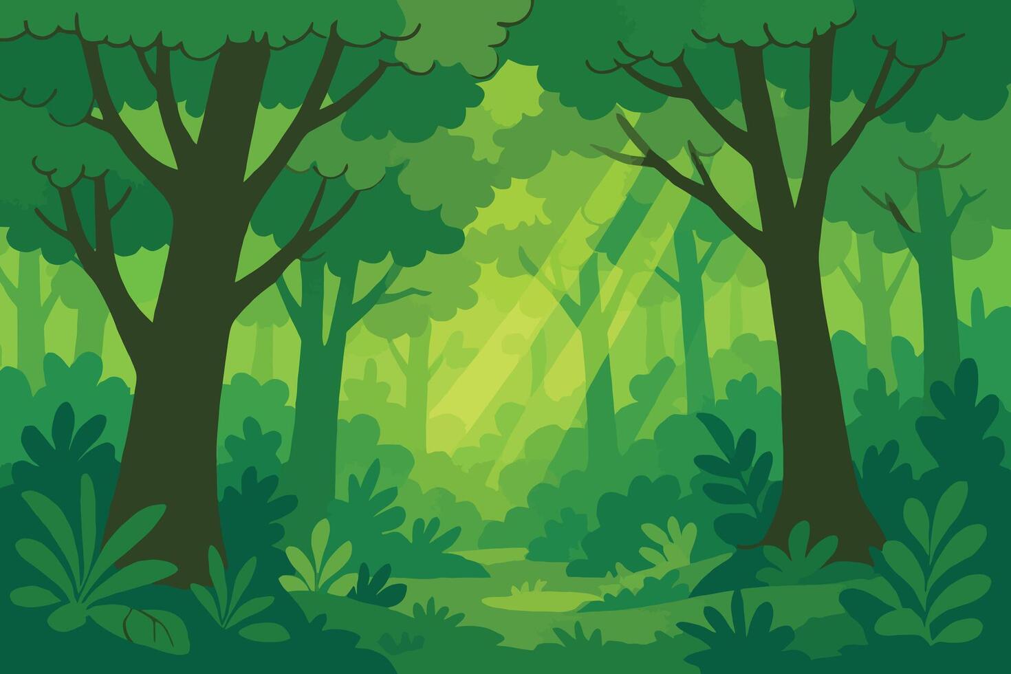 Vibrant Forest Scene with Sunlit Trees vector