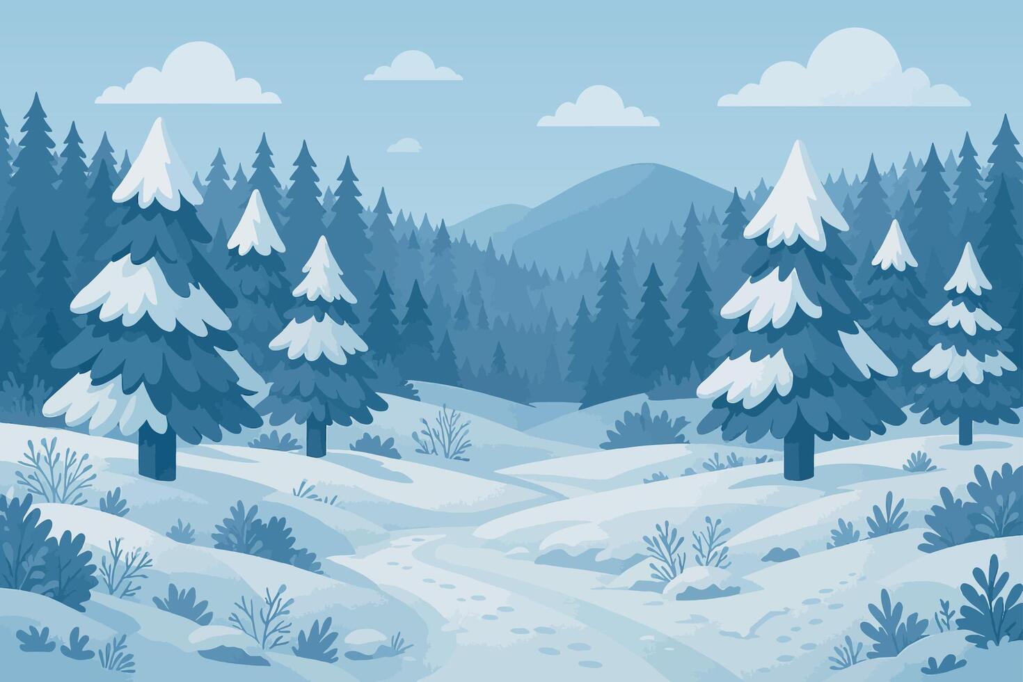 Winter Forest Landscape. vector
