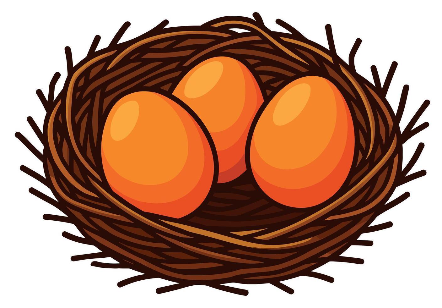 Cartoon Nest with Three Eggs vector