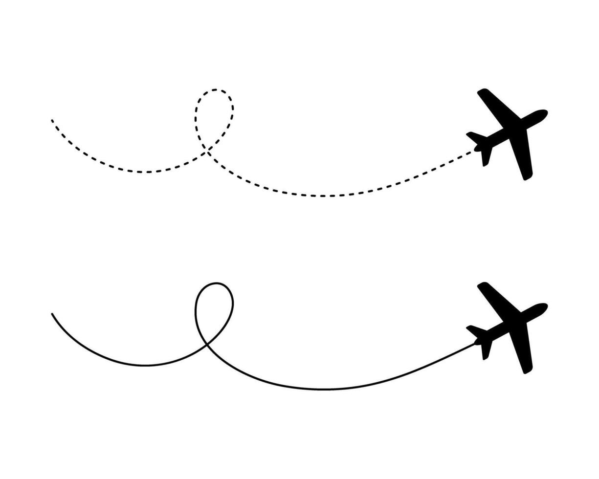 Airplane route icon. Aairplane flight route. vector