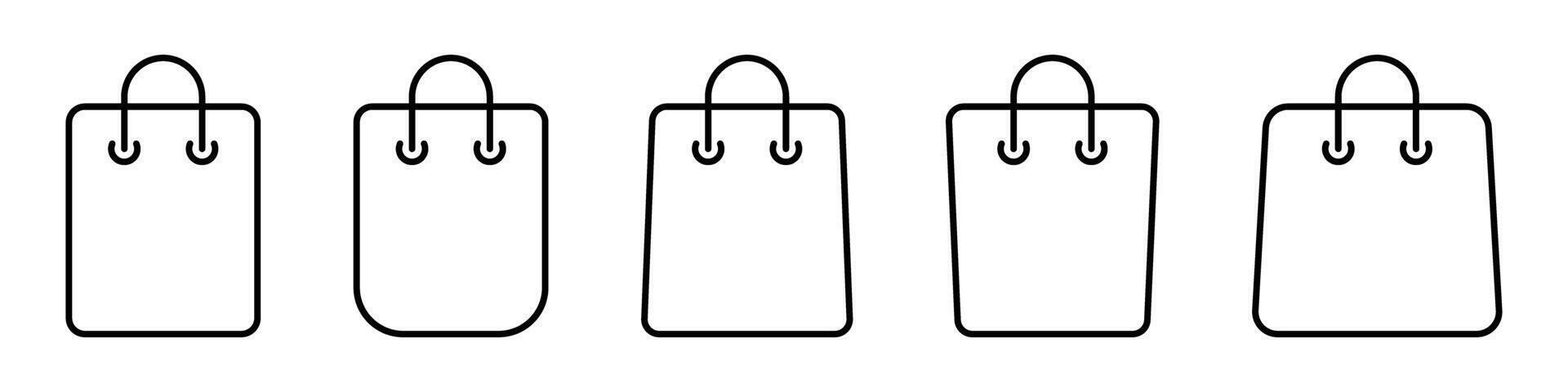 Paper bag line icon. Shopping bag line icons set. vector