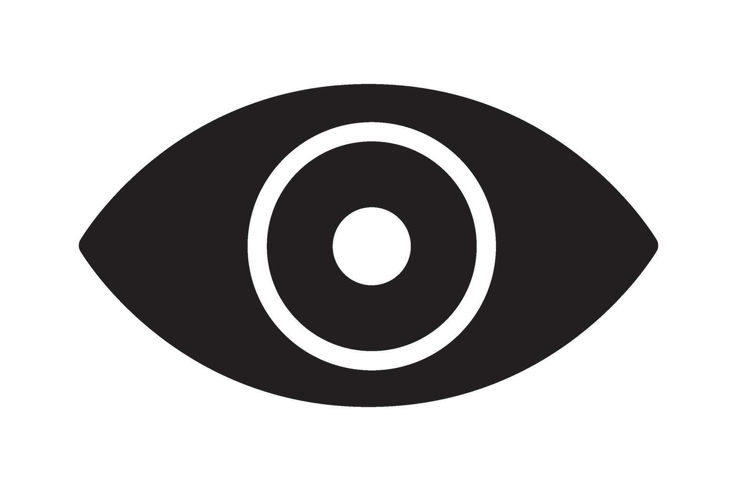 Eye icon, hyman eyeball black icon. vector