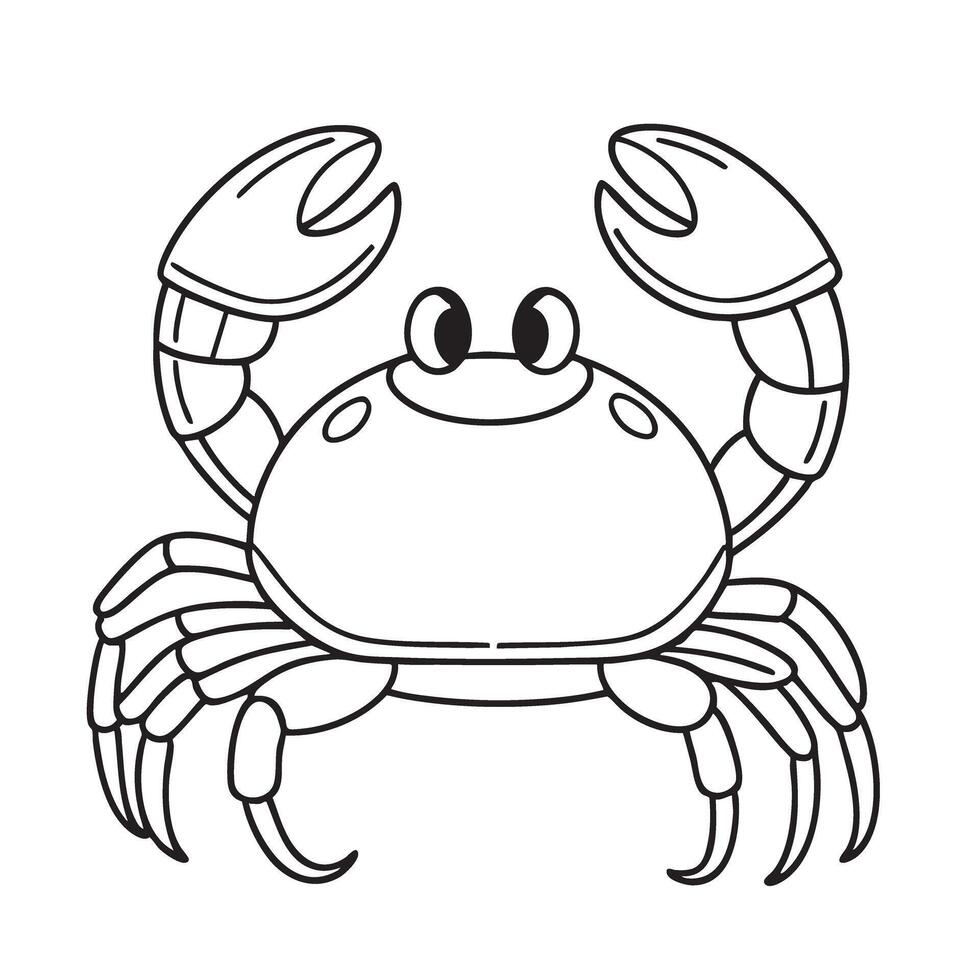 Cartoon Crab Simple Black and White Line Drawing Illustration for Coloring Page or Kids Activity vector