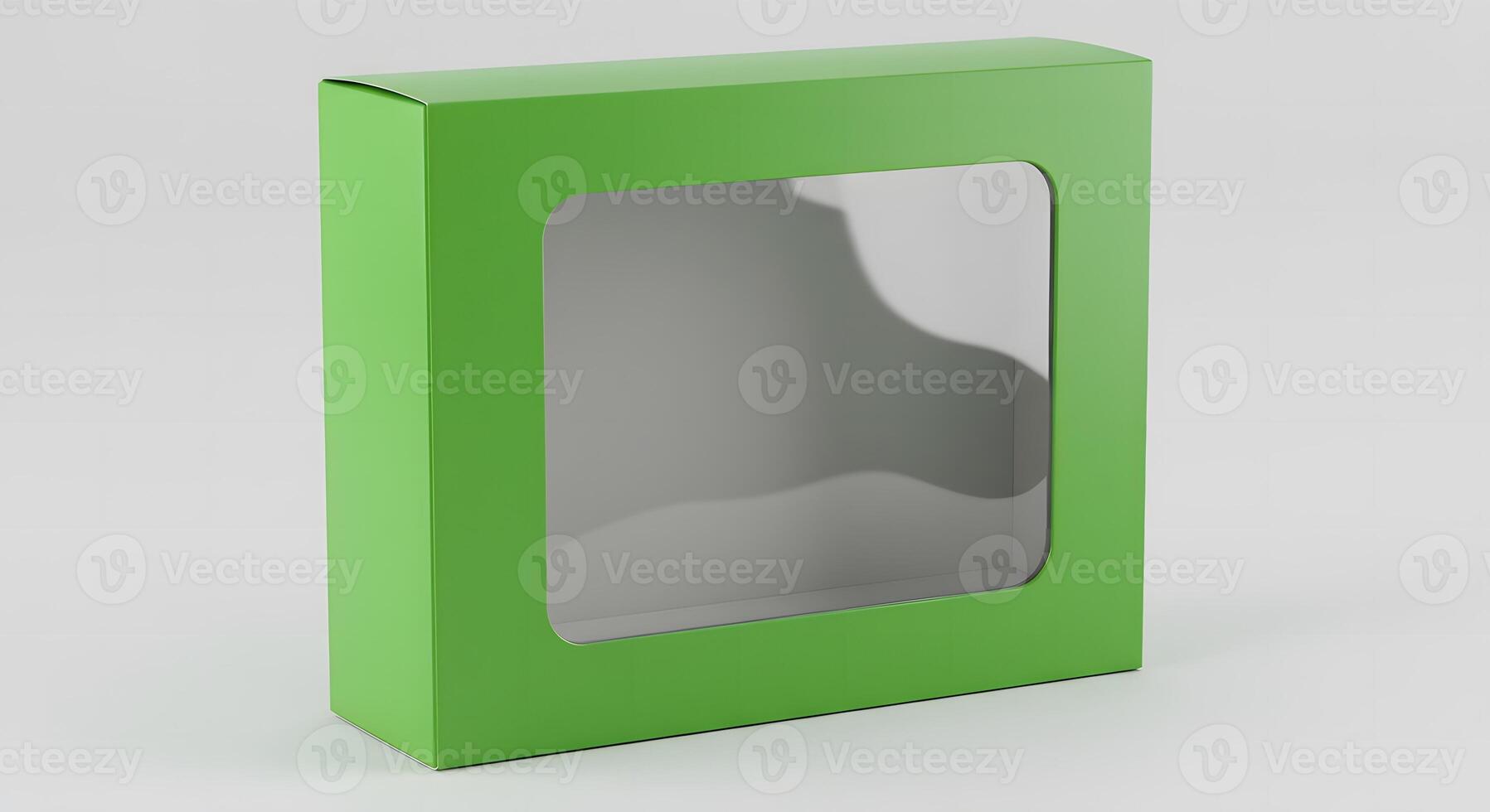 Green Box with Window Mockup Package for Product Presentation Display photo