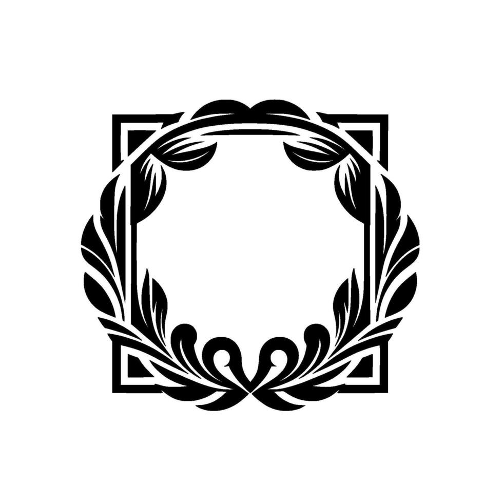 Elegant Black and White Floral Frame Element. vector