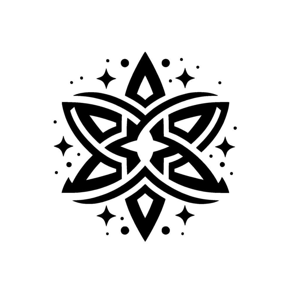 Geometric Starburst Ornament Black White. vector