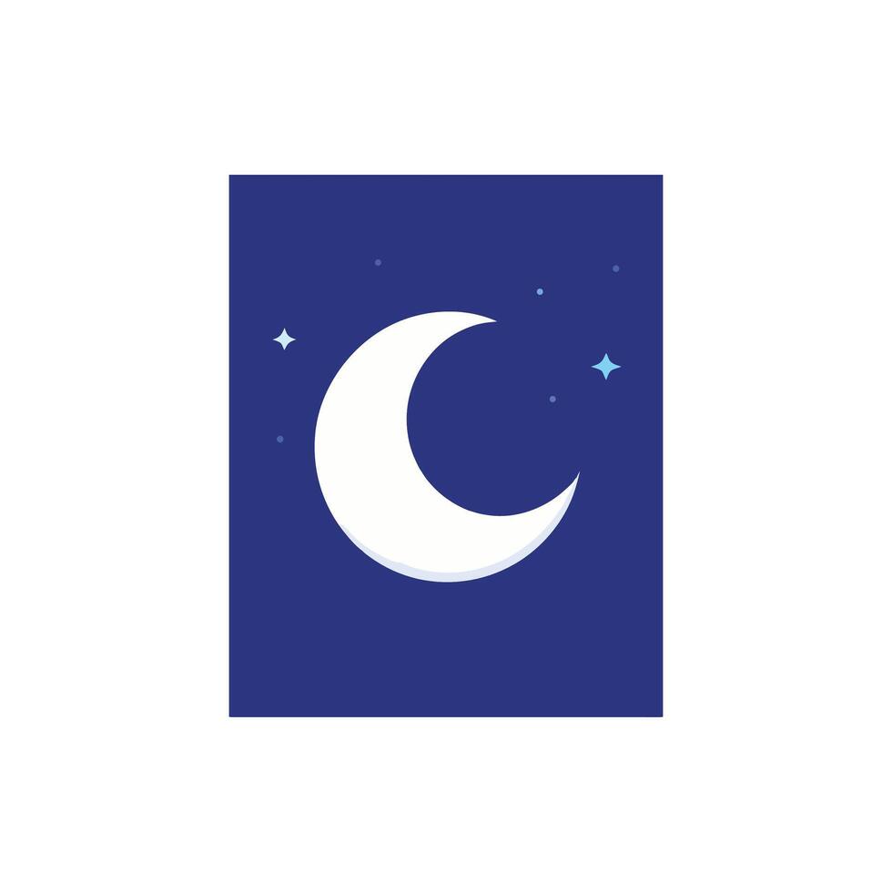 Elegant Crescent Moon Night Sky Illustration Design vector