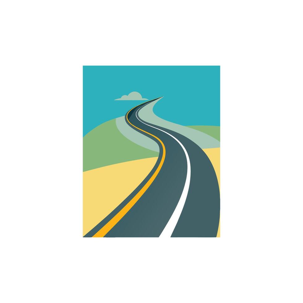 Curved Countryside Road Illustration Art vector