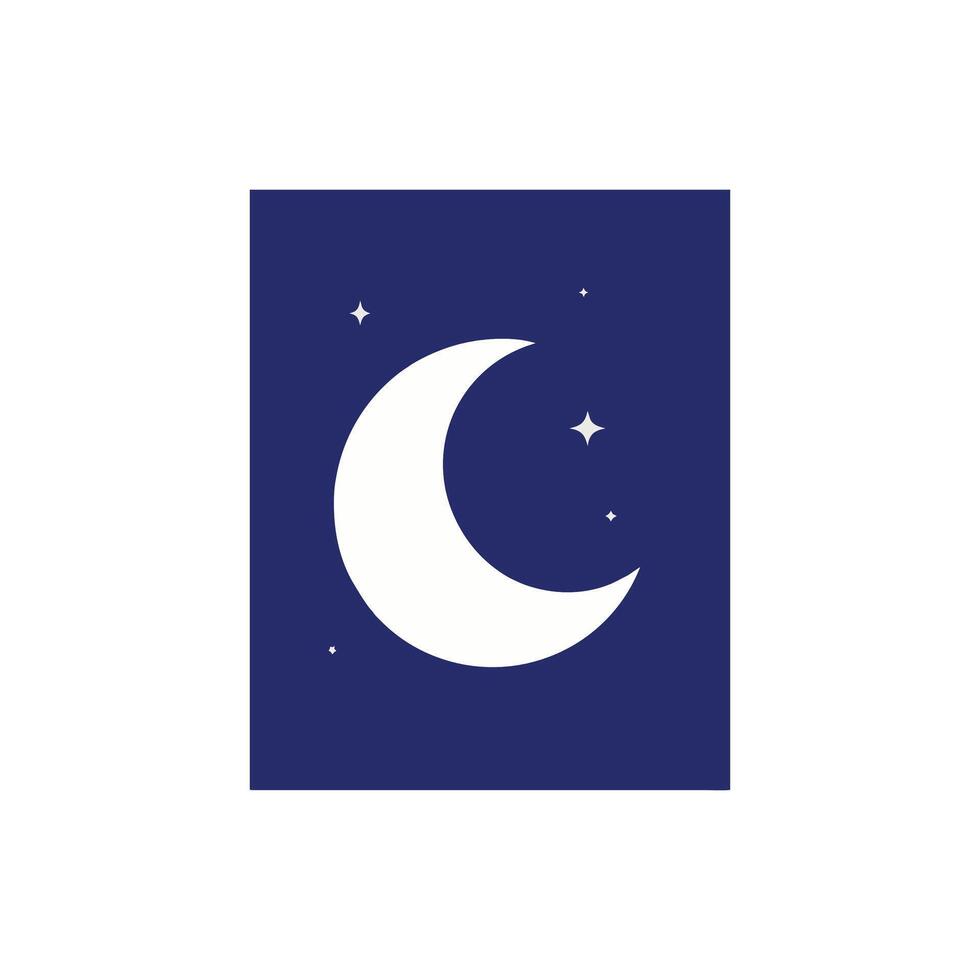 Mystical Crescent Moon with Stars Illustration vector
