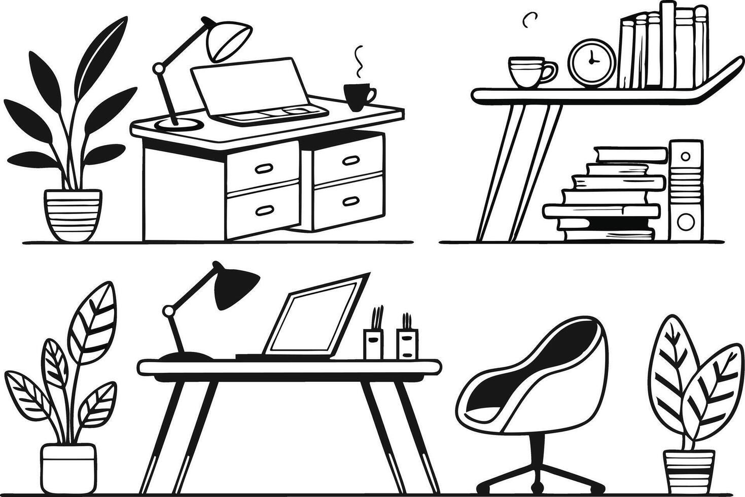 Home Office Clipart Collection for Creative Projects vector