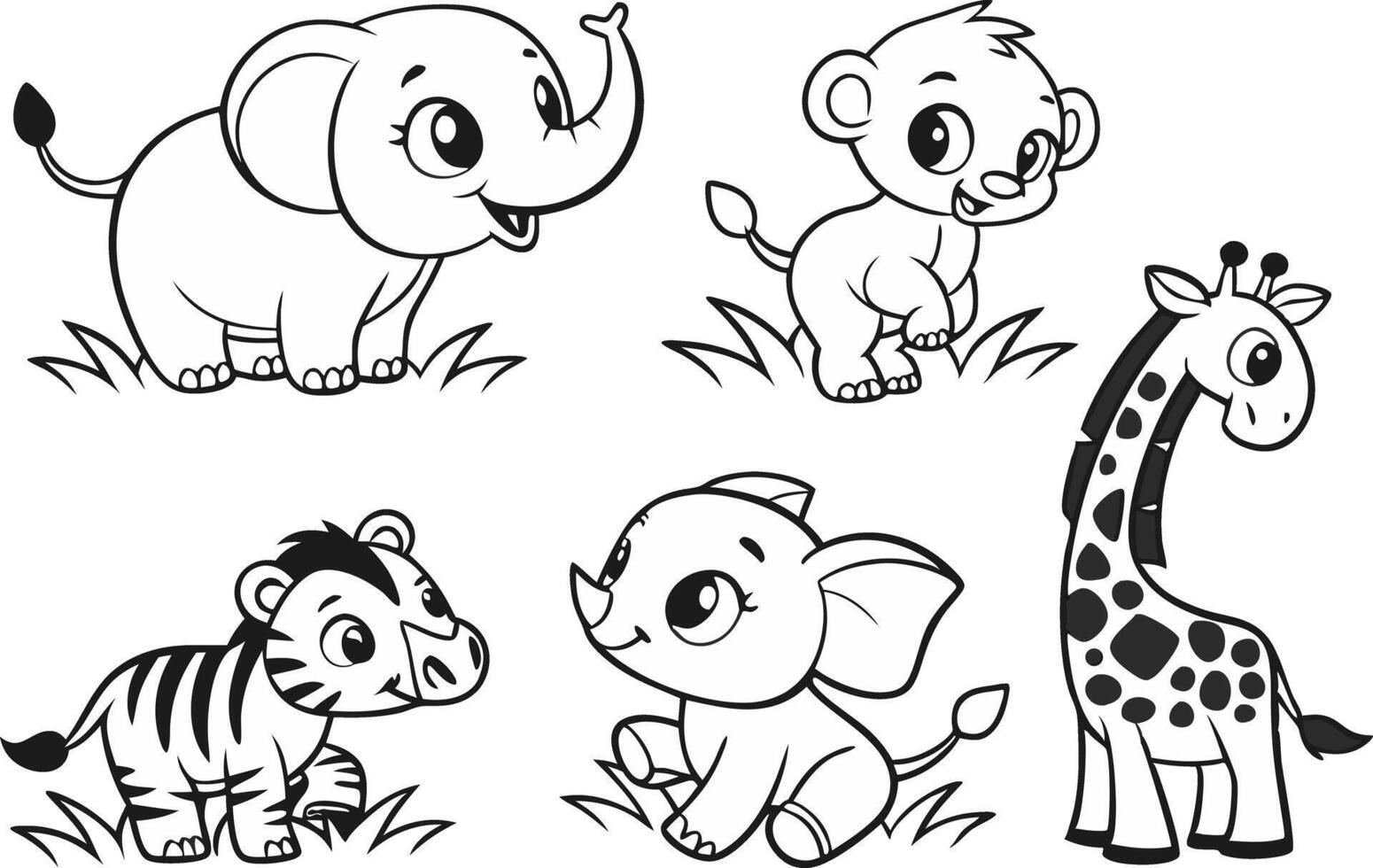 Cute Safari Baby Animals Set for Craft Projects vector