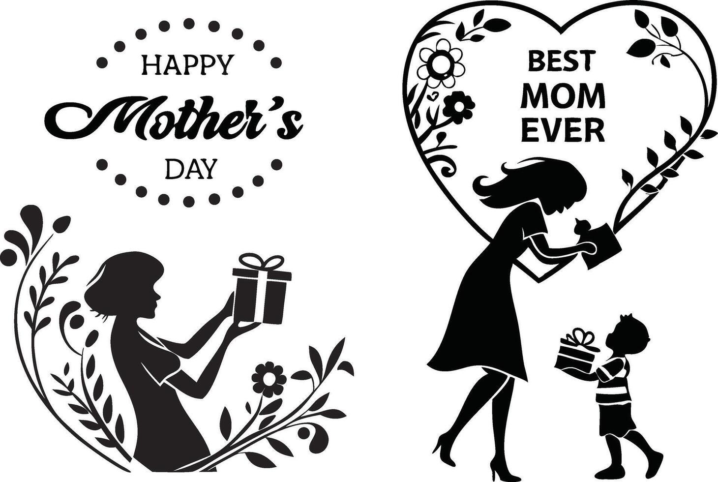 Elegant Mothers Day Art Collection in Minimal Style vector