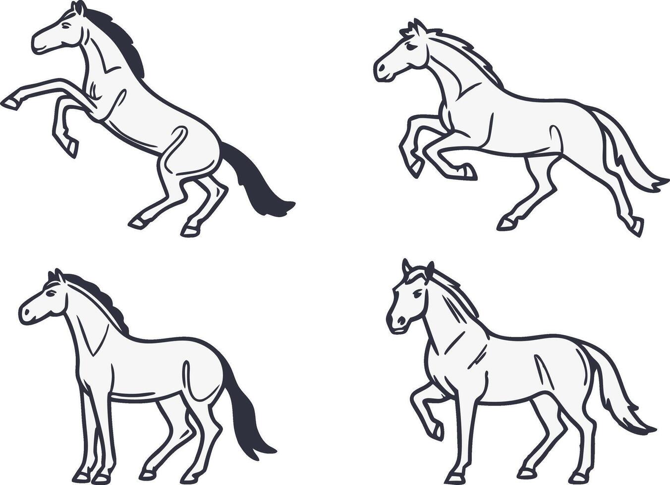 Horse Illustration Set in Minimal Modern Style vector