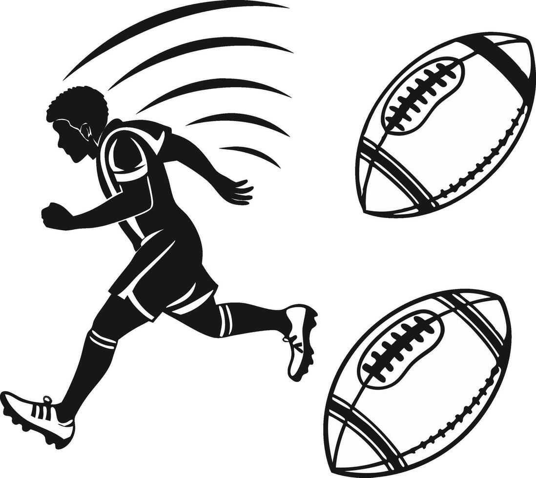 Football Illustration Design in Black and White vector