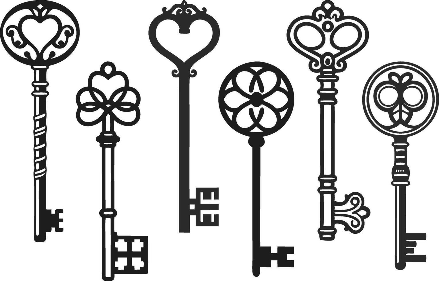 Unique Black Key Art Set for Packaging and Decorative Use vector