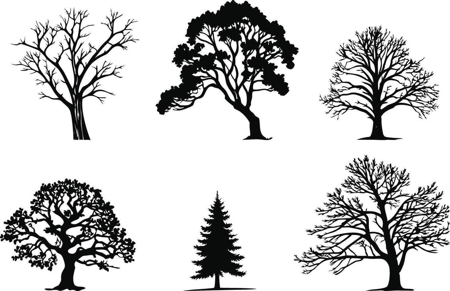 Tree Illustration Design in Green Tones vector