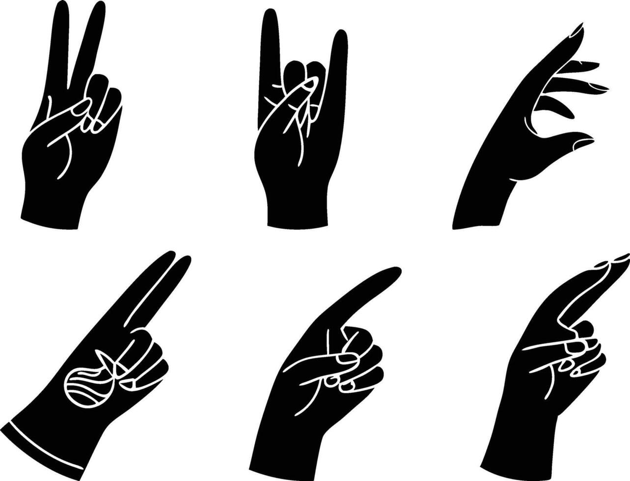 Black Hand Silhouette Designs for Stock and Tattoo Art vector