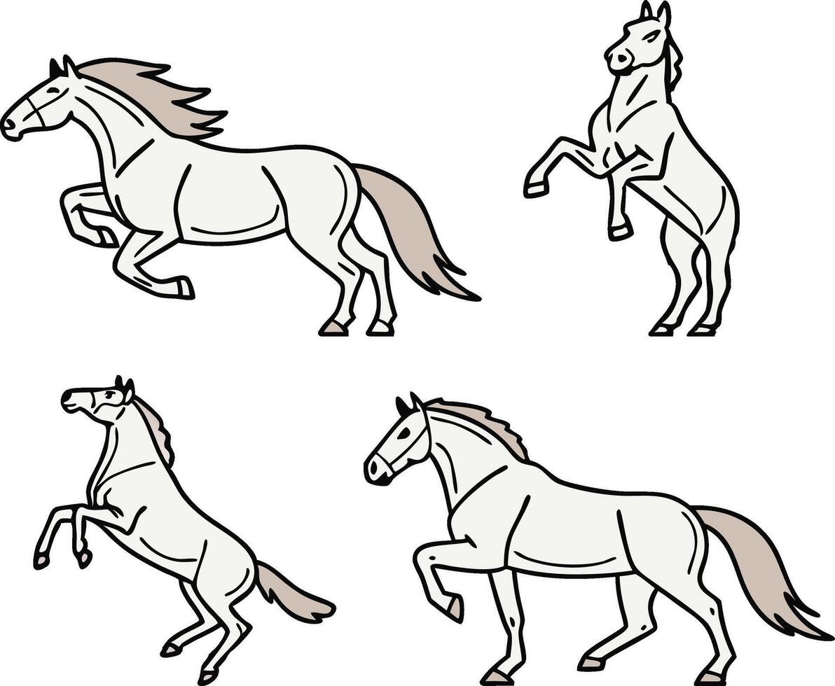 Horse Graphics Set with Clean Line Art vector