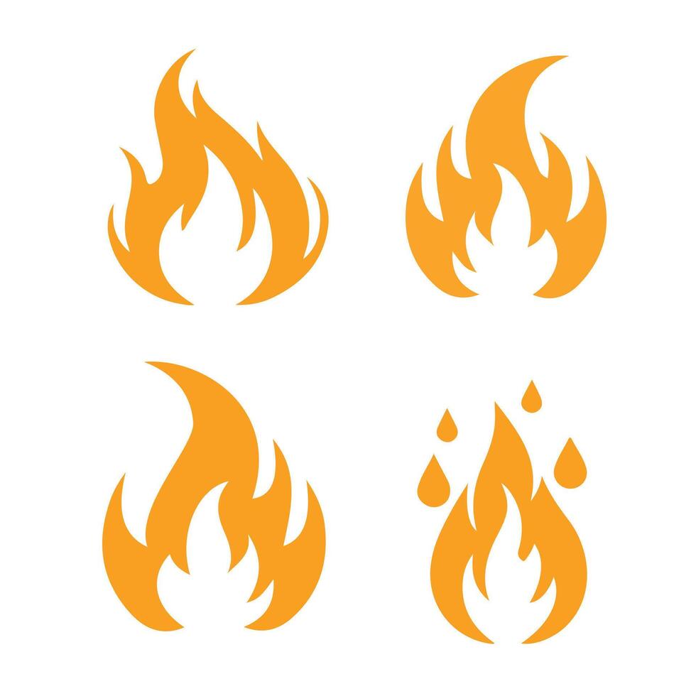 Fire Icons Set, Wildfire Sign Art, Fireball Illustration vector