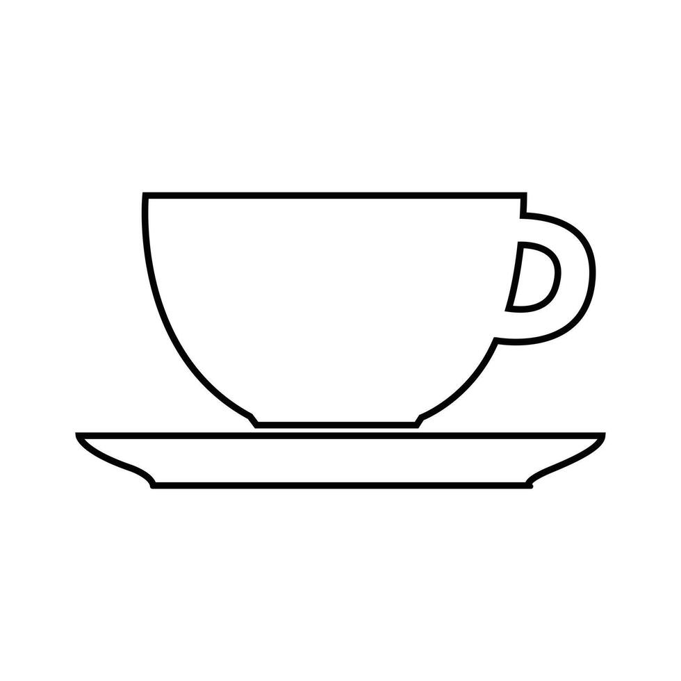 Coffee Cup and Saucer Icon, Simple Drink Symbol Graphic, Hot Beverage Illustration vector