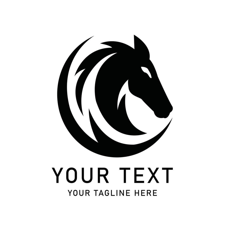 Abstract Horse Head in Circle Illustration, Modern Equine Graphic, Stylized Stallion Symbol vector