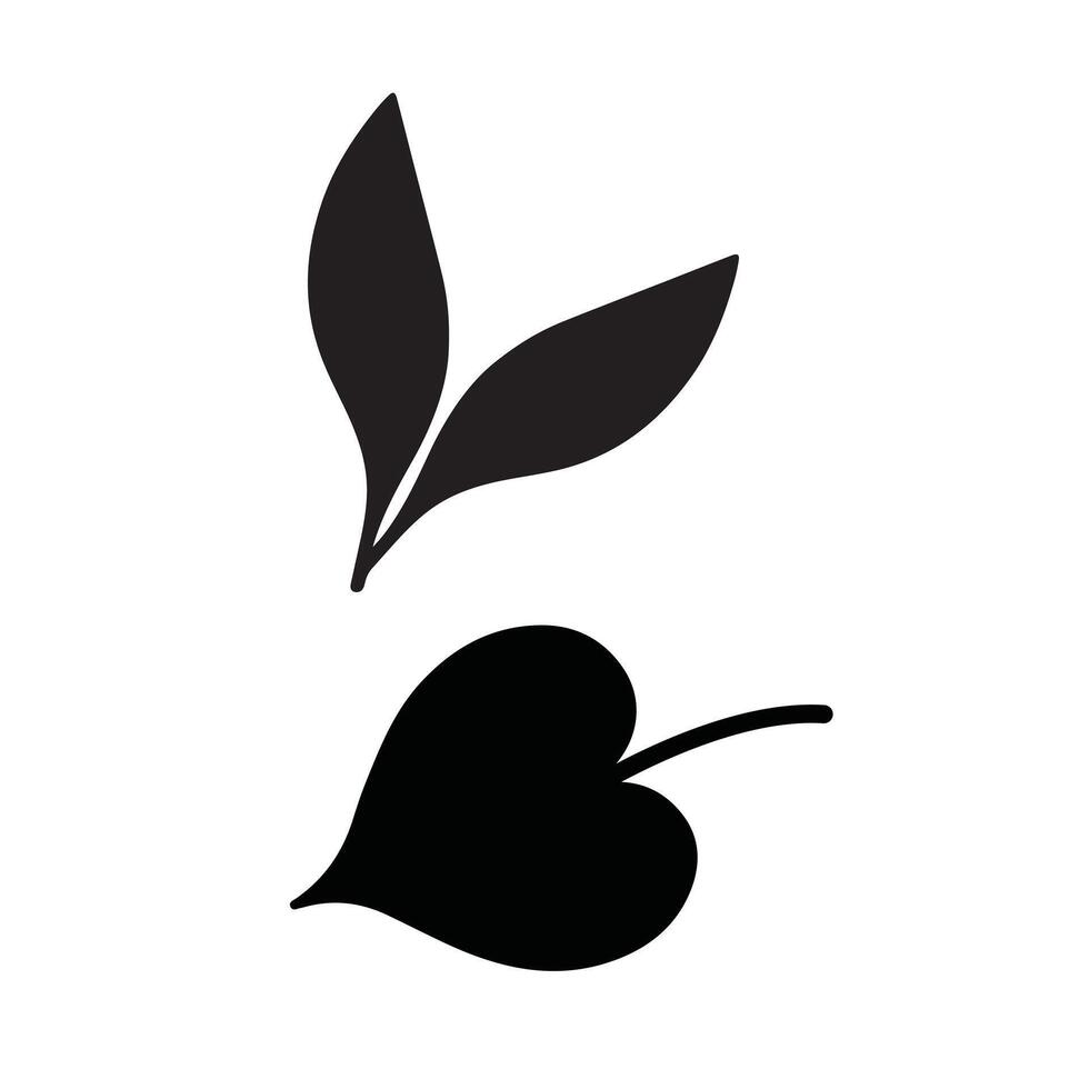 Black Leaf Silhouette Collection, Simple Foliage Graphics, Botanical Symbol Illustrations, Nature Plant Art vector