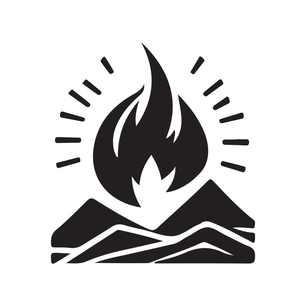 Fire Element Wildfire Silhouette Icon Group vector