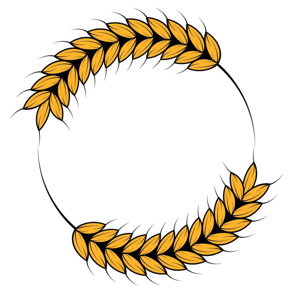 A round frame with wheat ears on it vector