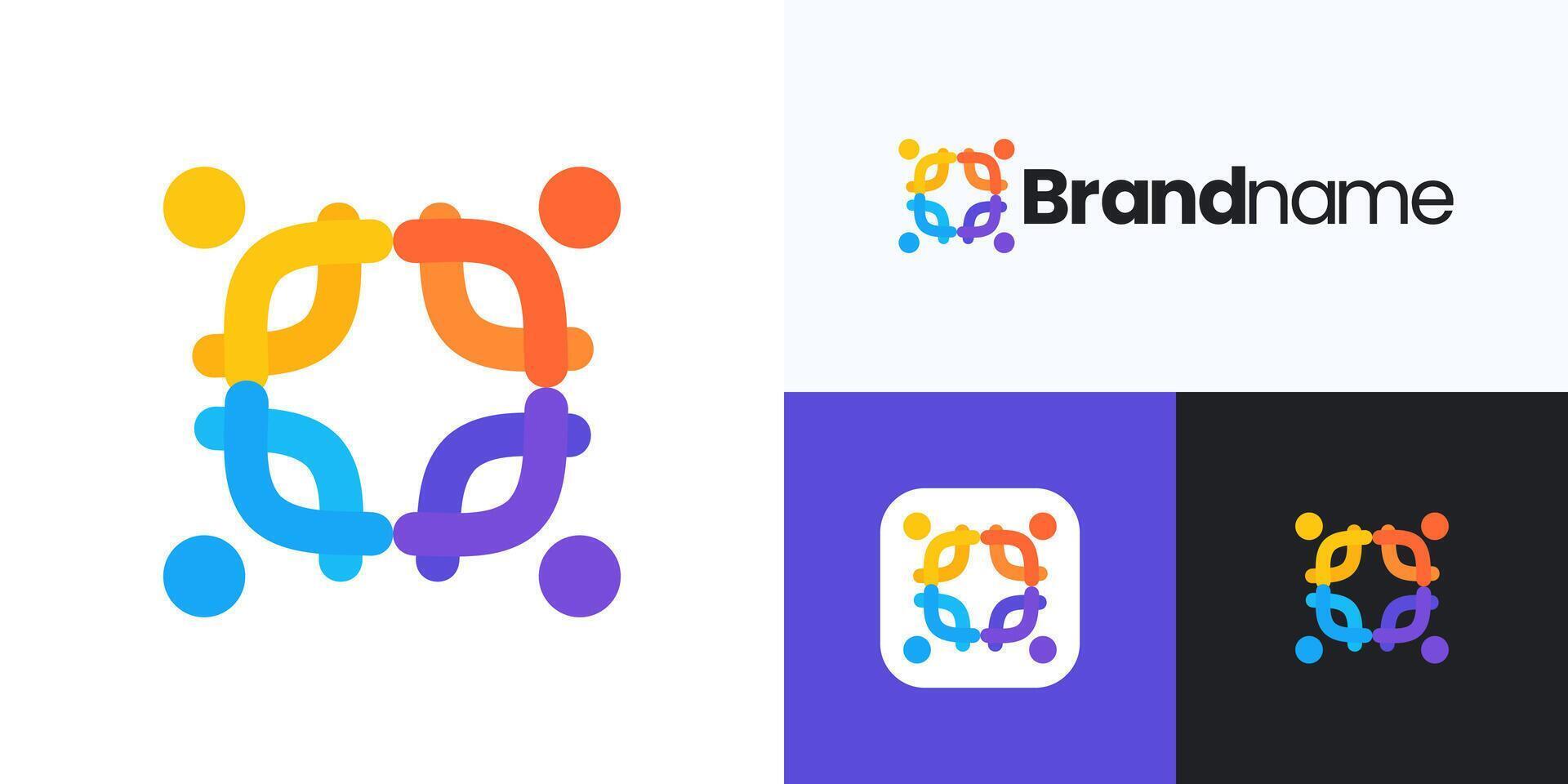 Global community logo icon design editable, human organization for teamwork, family together, health care, social networking group, symbol people abstract or children colorful for identity vector
