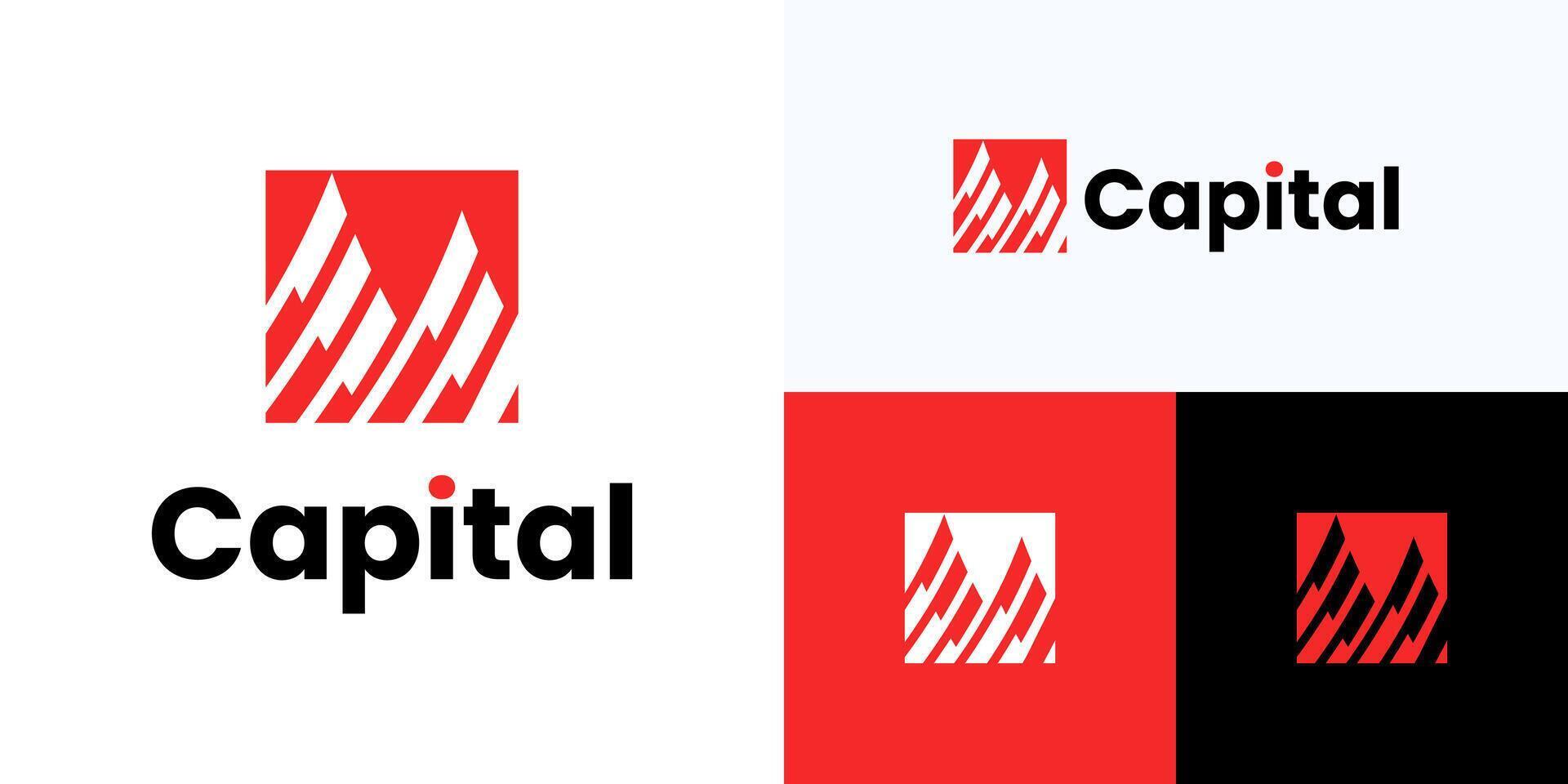 Abstract curve square peak logo icon design illustration template editable, Modern capital sign for investor or resolution space payment, sustainability Industry accounting and financial vector