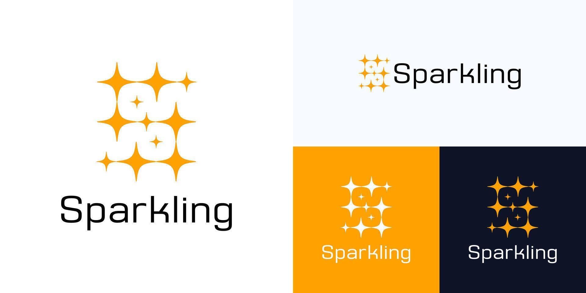 Letter S with spark star logo icon design illustration templates element, Symbol initial alphabet combination with sparkling shape for identity business vector