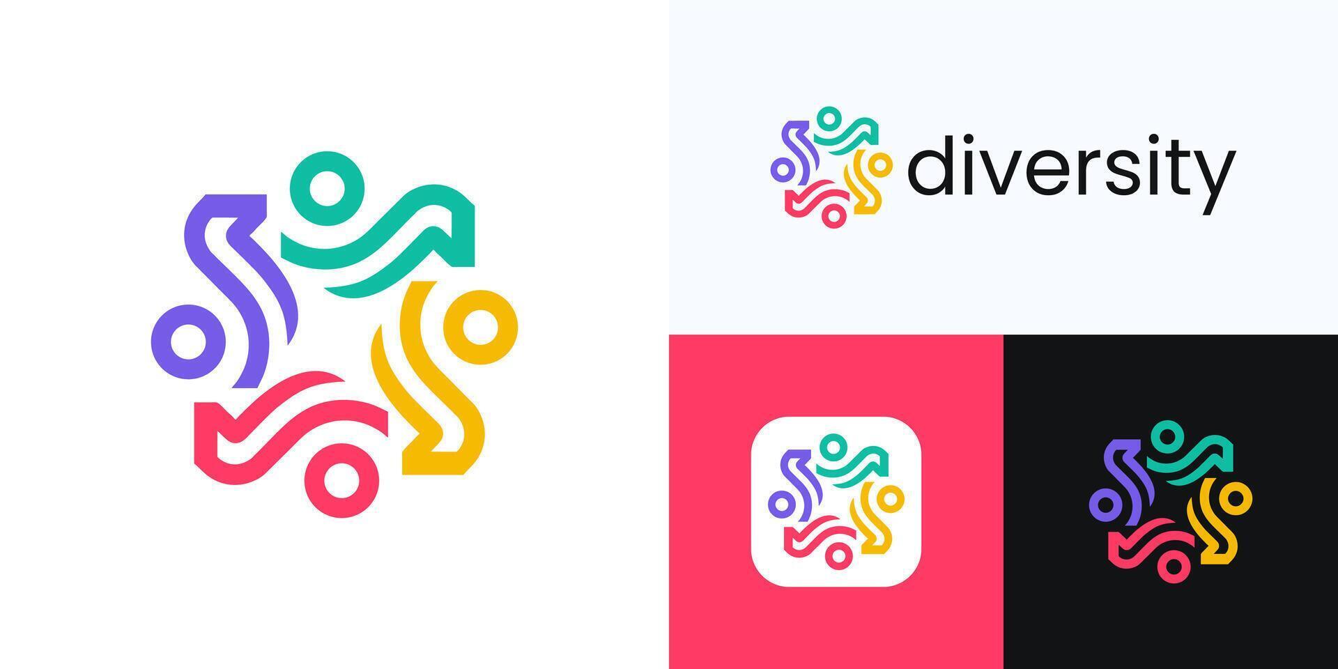 Global community logo icon design, human organization for teamwork, family together, health care, social networking group, symbol diversity people with line or children education for identity vector
