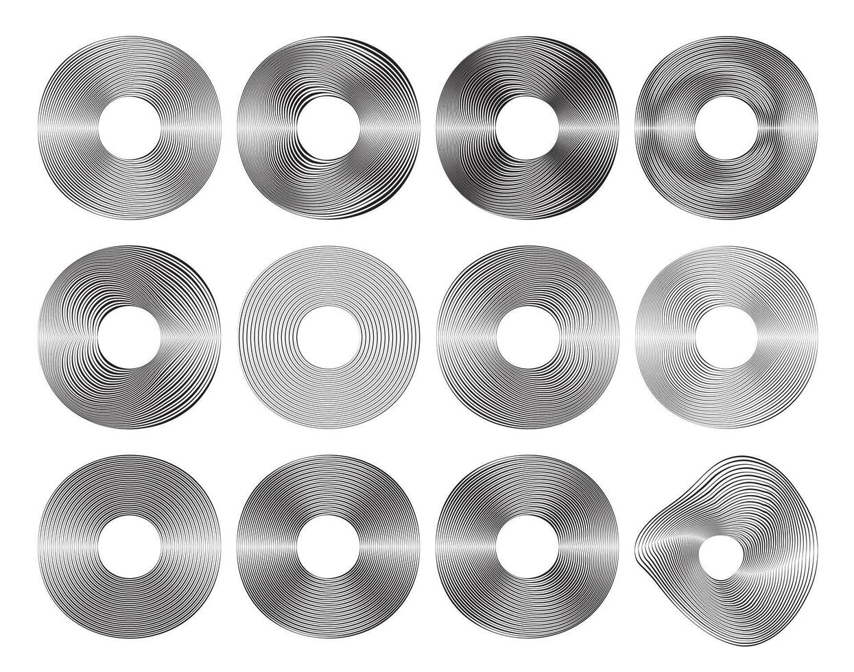 Elegant Stripes Abstract Round Ring Shape Set vector