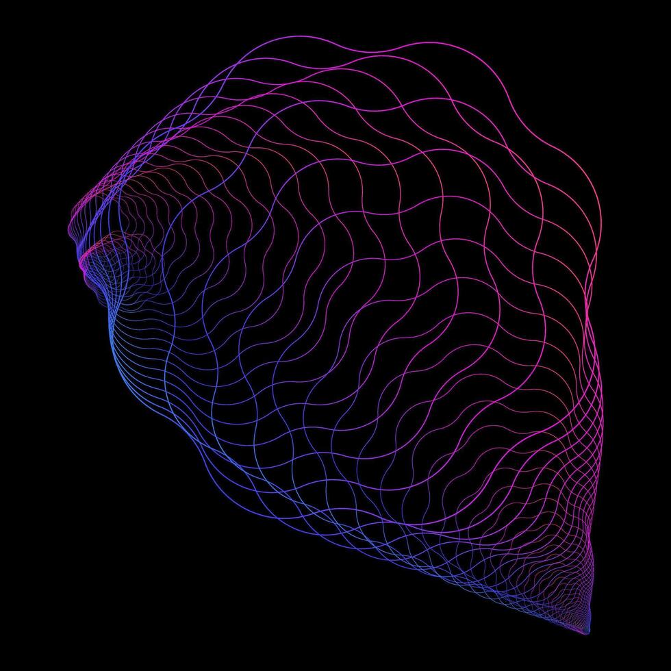 3D Mesh Shape Neon Futuristic Object Element vector