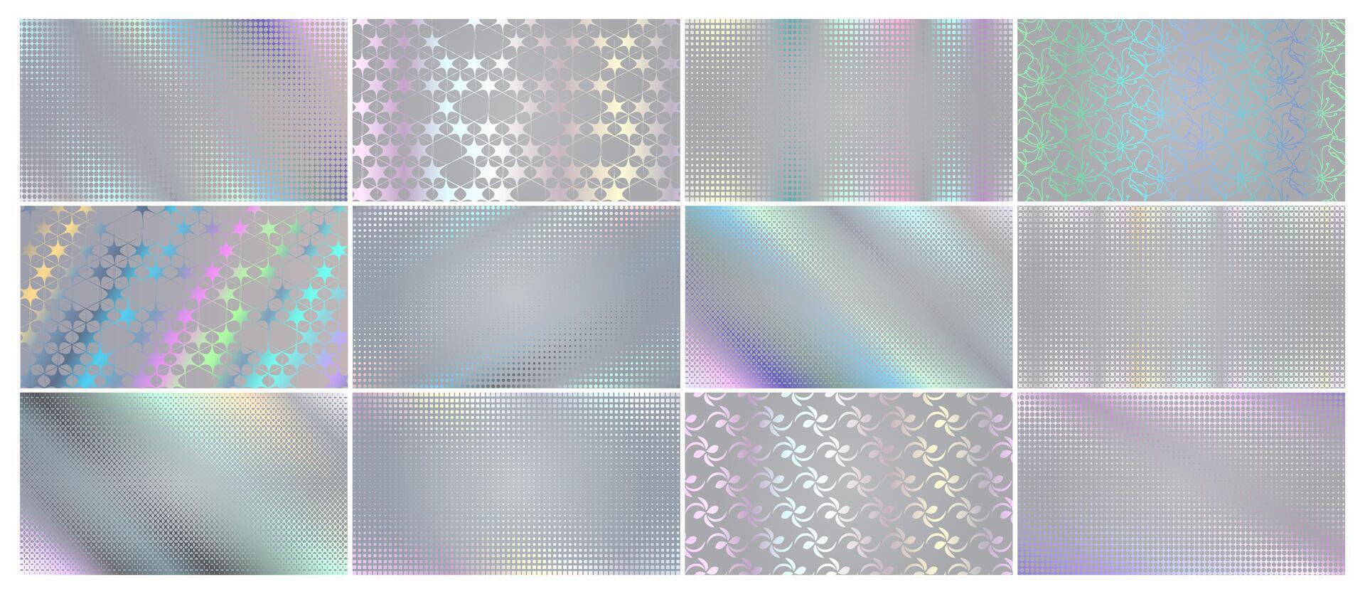Hologram Pattern Background Collection Set vector