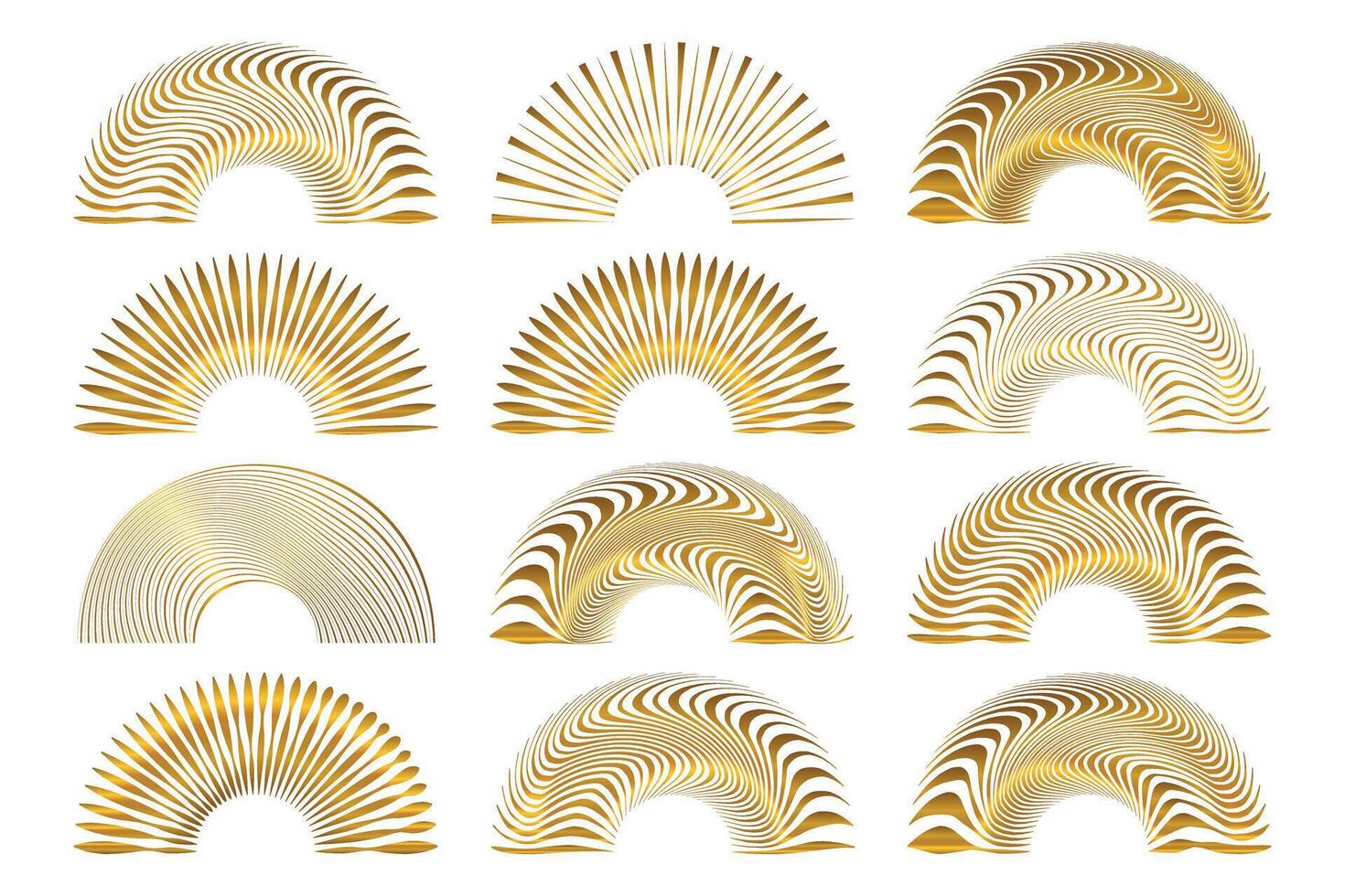 Gold Abstract Arch Shape Sunshine Elements Set vector
