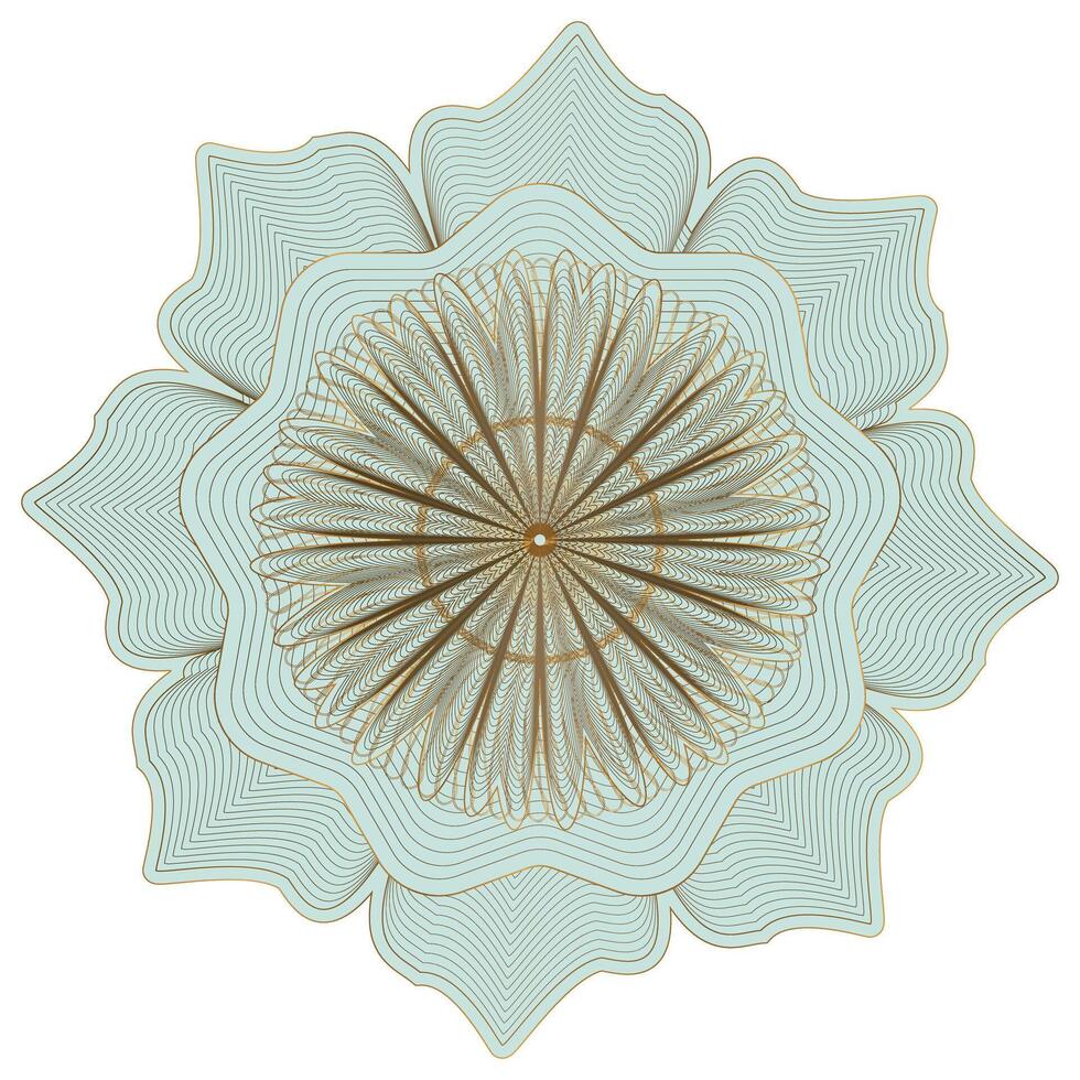 Green Elegant Guilloche Certificate Watermark Flower Badge vector