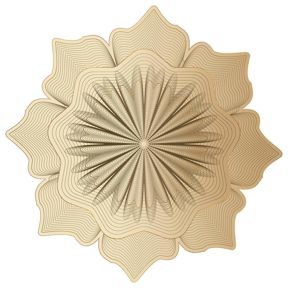 Gold Elegant Traditional Guilloche Certificate Watermark Flower Badge vector