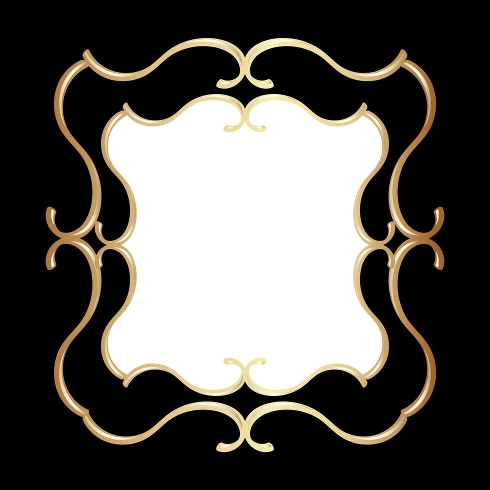 Victorian Oriental Style Flourish Background Frame Border in Gold, Black and White vector
