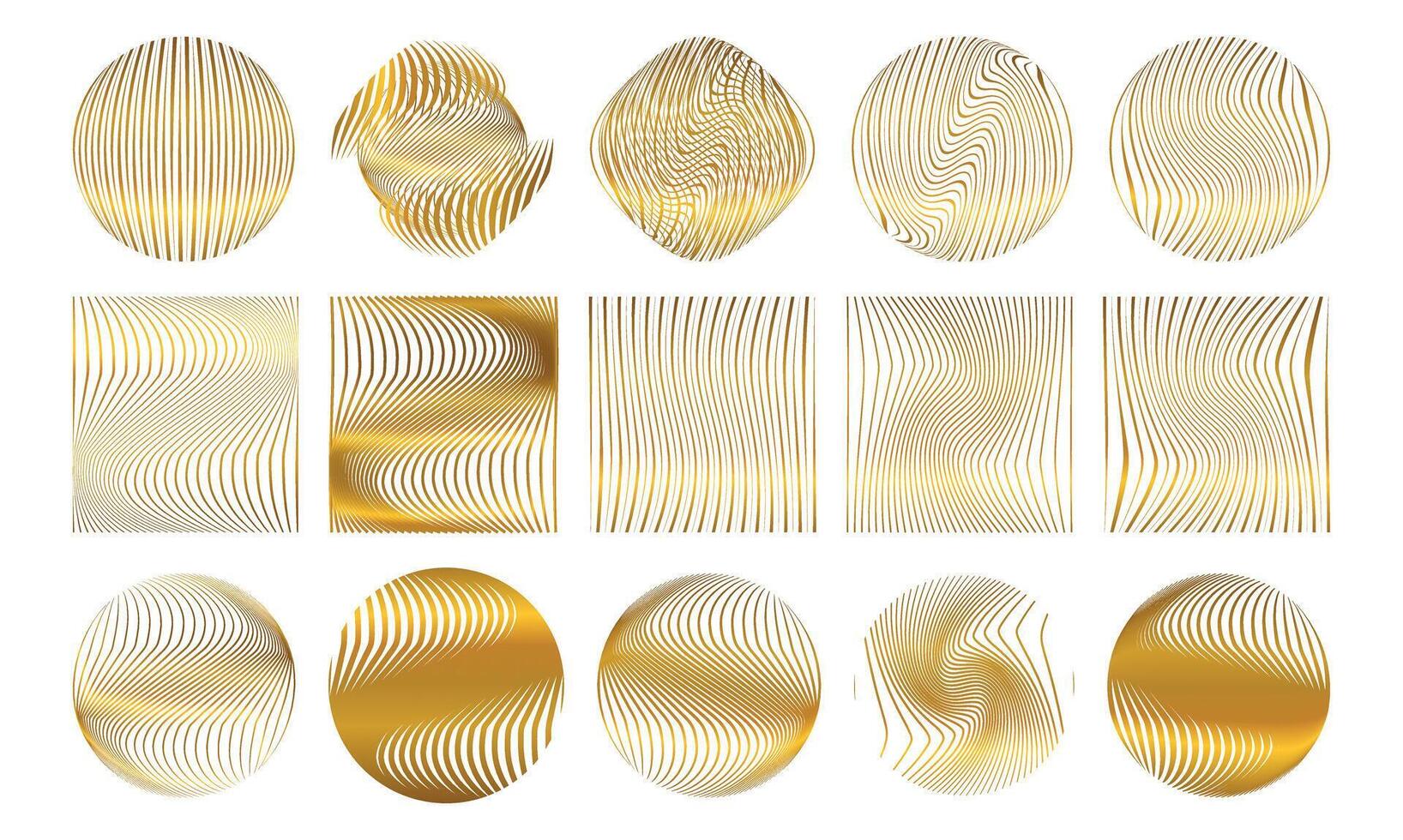 Elegant Set of Abstract Geometric Shapes with Gold Natural Organic Texture vector
