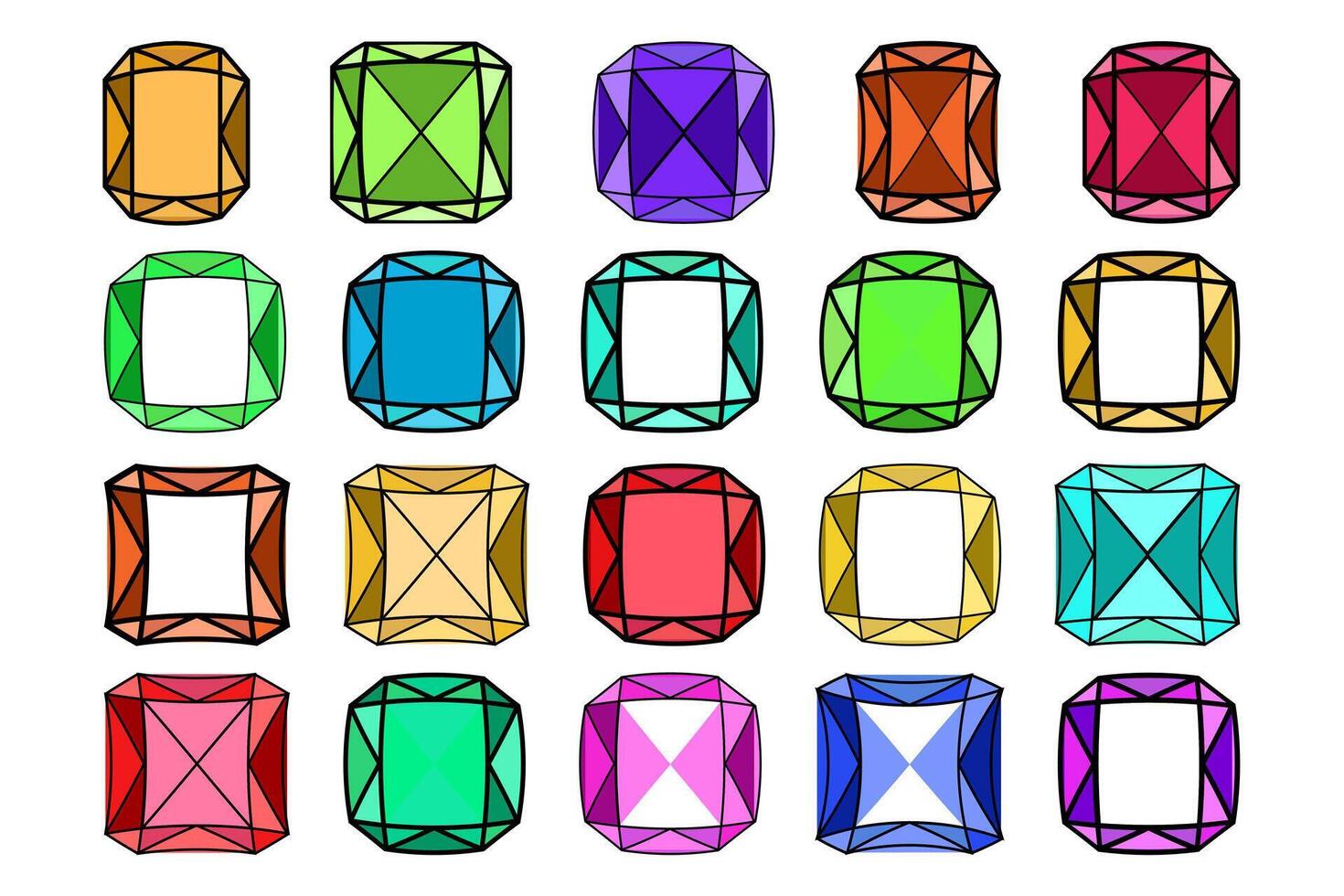 Colorful Simple Gemstone Diamond Collection in Cartoon Style vector