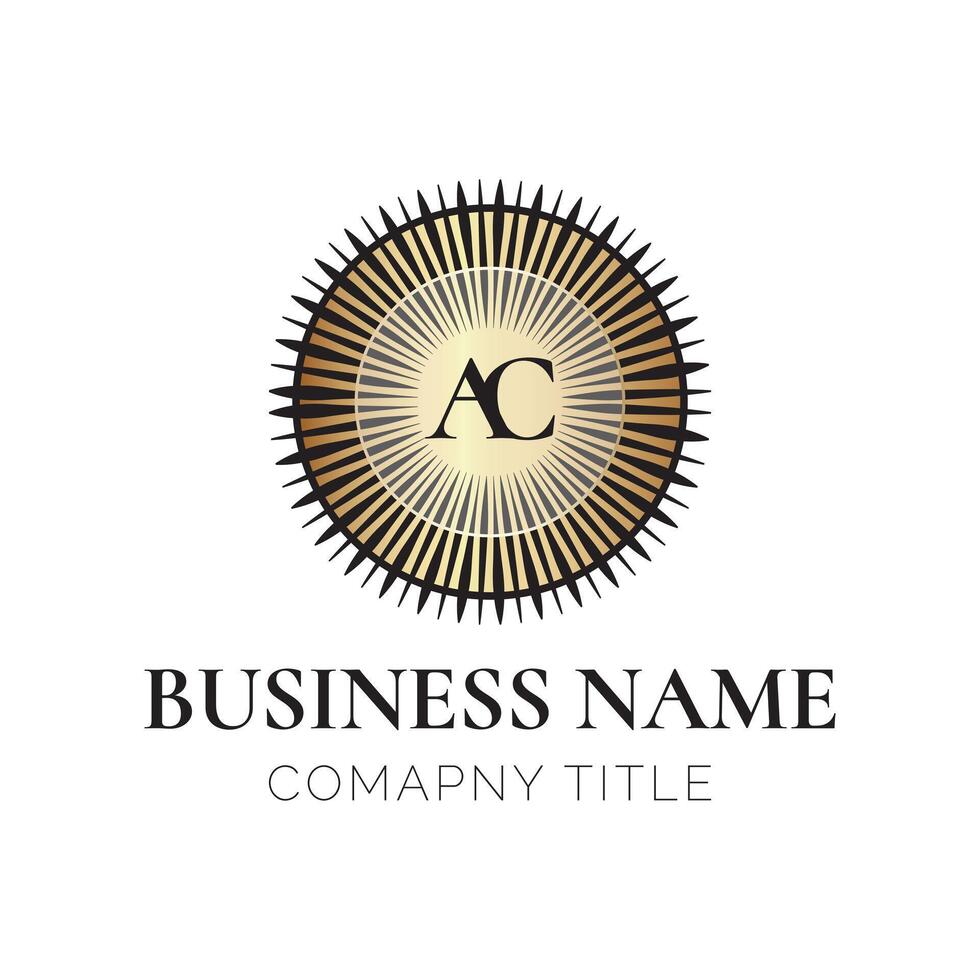 AC Gold Style Initial Letter Round Business Logo vector