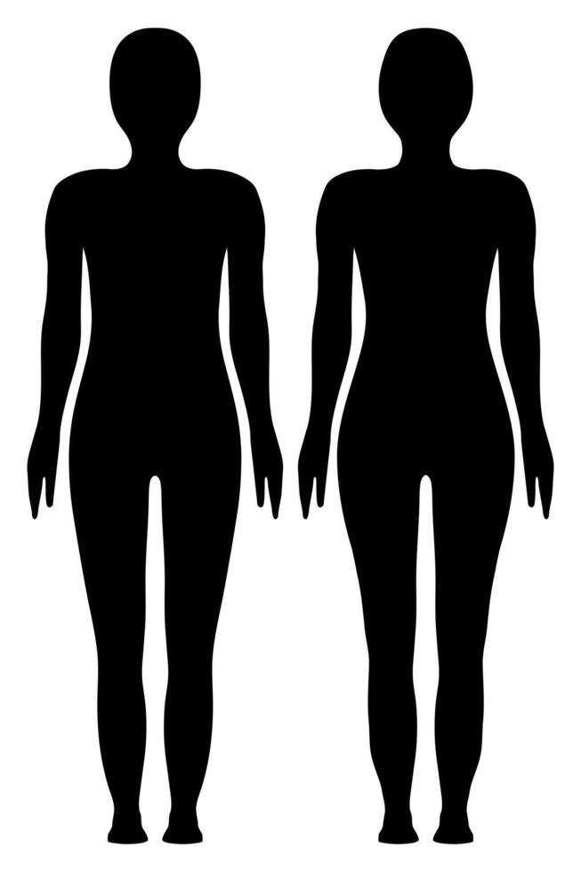 Woman and Man Gender Neutral Unisex Body Silhouette Set vector
