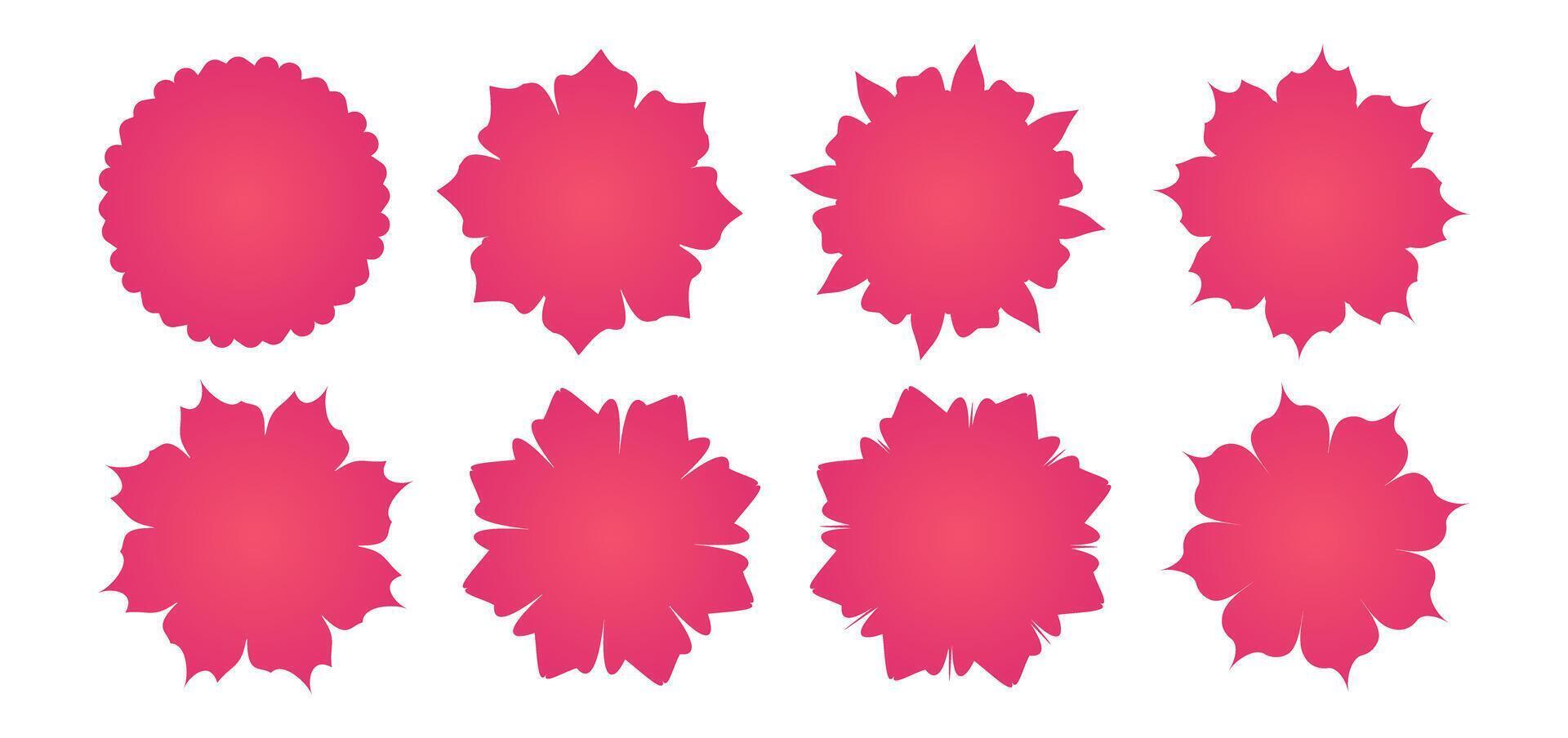 Pink Isolated Flower Shape Silhouette Collection vector