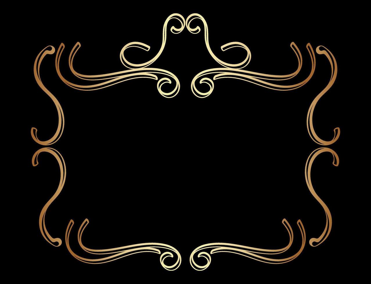 Elegant Royal Victorian Style Frame Background in Black and Gold vector